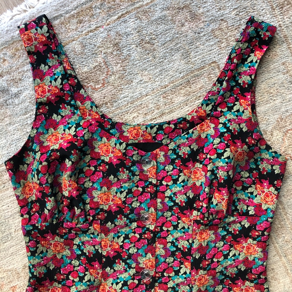 Button-Up Floral Tank Dress